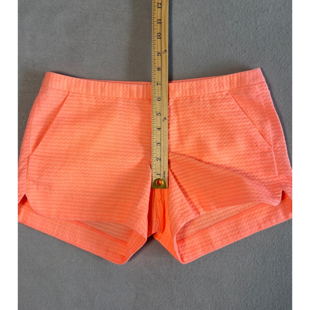Lilly Pulitzer Women's Shorts in Neon Coral Orange, Seersucker, Cotton, Size 00 - Picture 10 of 11